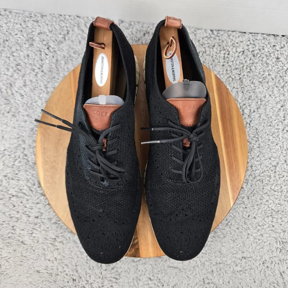 Cole Haan Mens 14 ZeroGrand Black Stitchlite Wingtip Business Casual Oxford Shoe